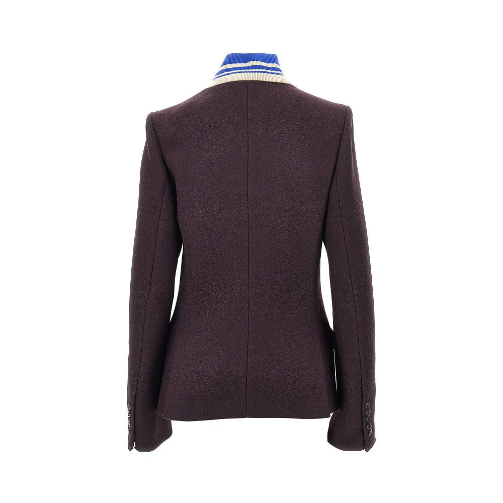 cloth jacket with ribbed collar