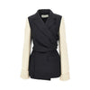 wool blazer with knitted sleeves
