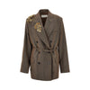embroidered oversized double-breasted jacket