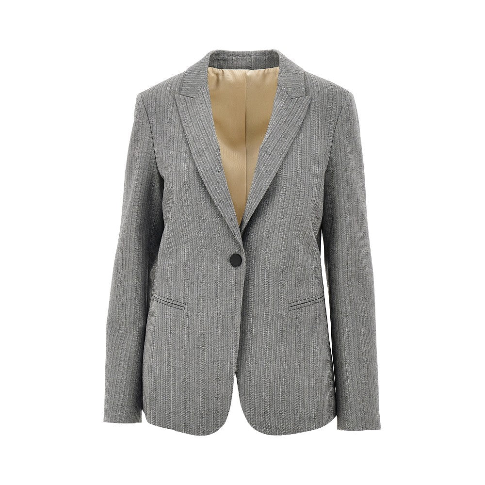 pinstriped tailored single-breasted jacket