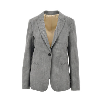 pinstriped tailored single-breasted jacket