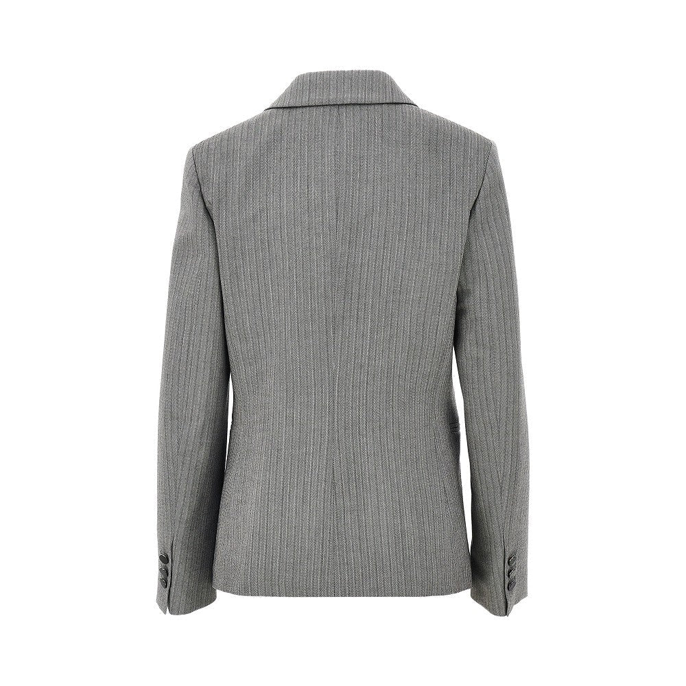 pinstriped tailored single-breasted jacket