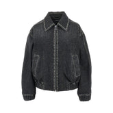 VERSACE 40 denim blouson with studs and crystals