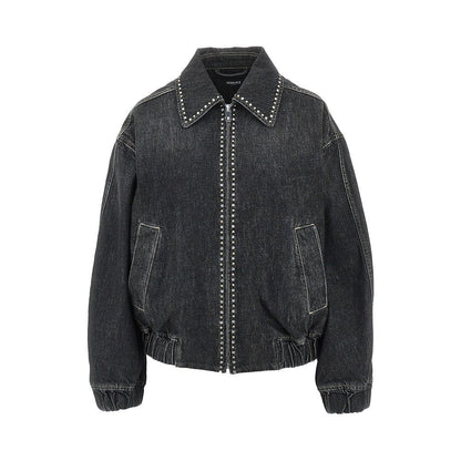 VERSACE 40 denim blouson with studs and crystals