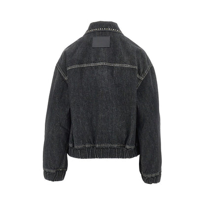 VERSACE 40 denim blouson with studs and crystals