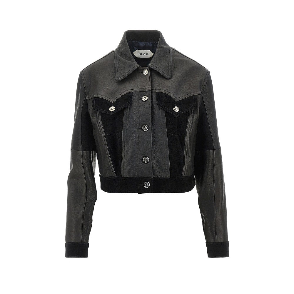 VERSACE 40 cropped leather jacket