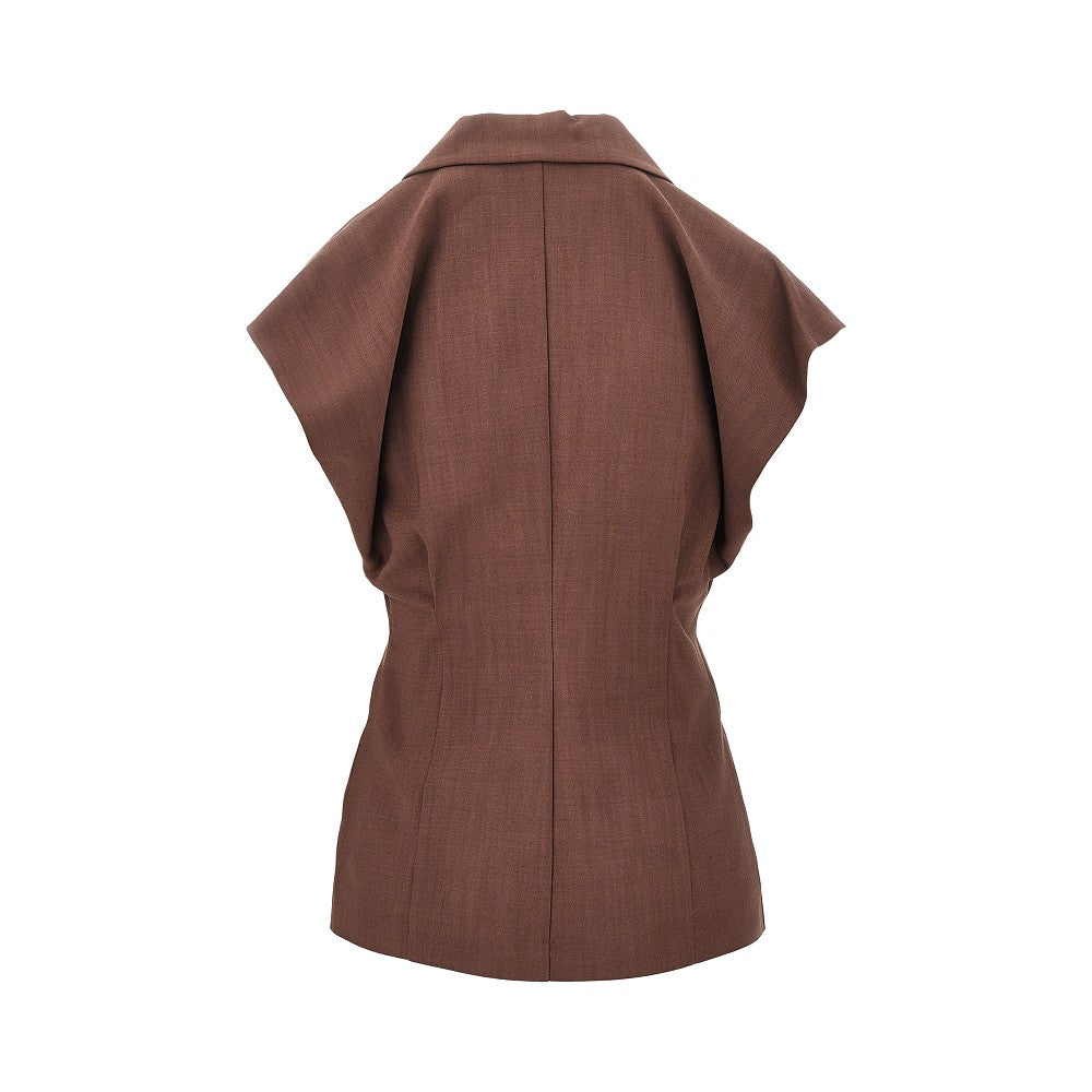panama fabric sleeveless jacket