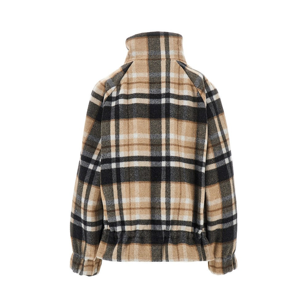 wool-blend caban with check motif