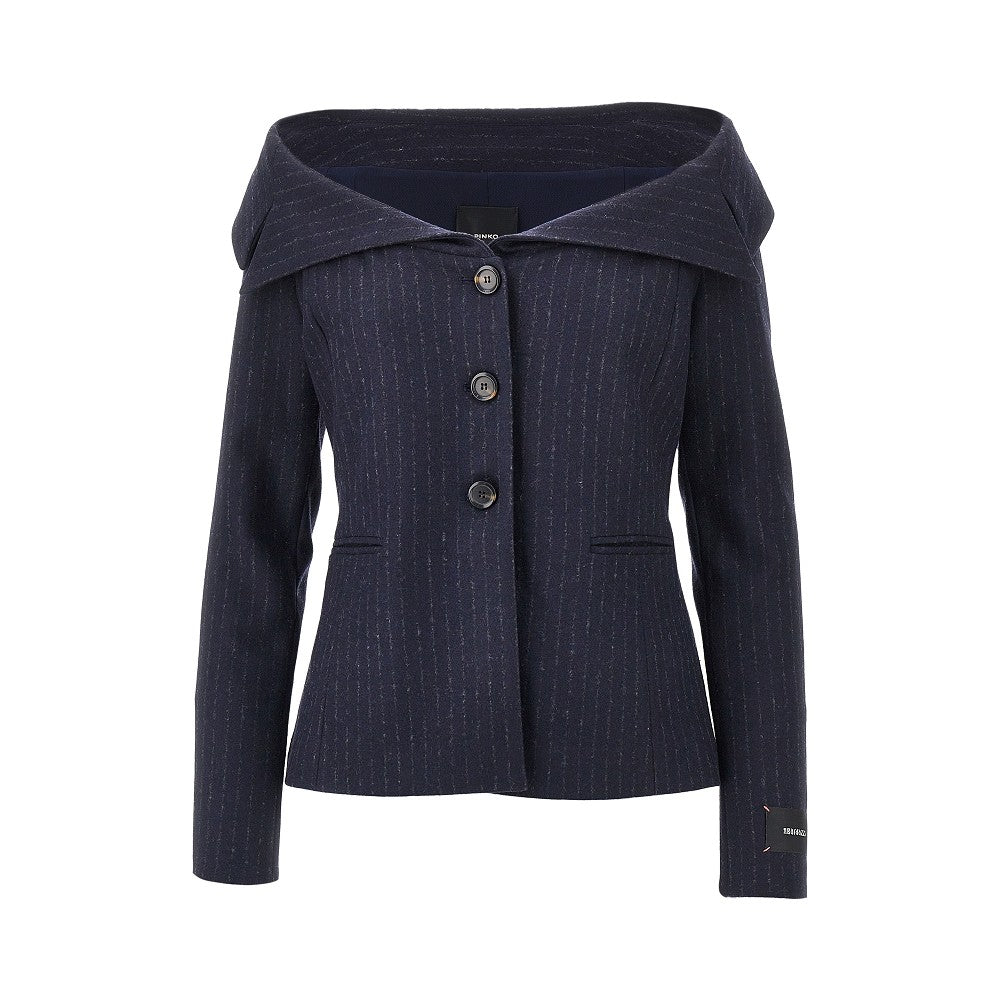 pinstriped flannel single-breasted jacket