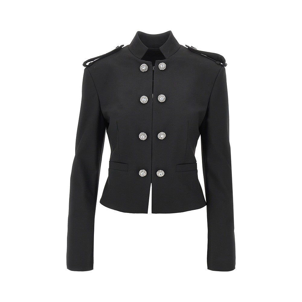 jewelled epaulettes stretch fabric jacket