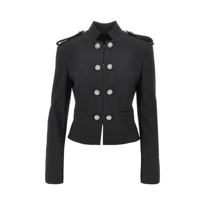 jewelled epaulettes stretch fabric jacket