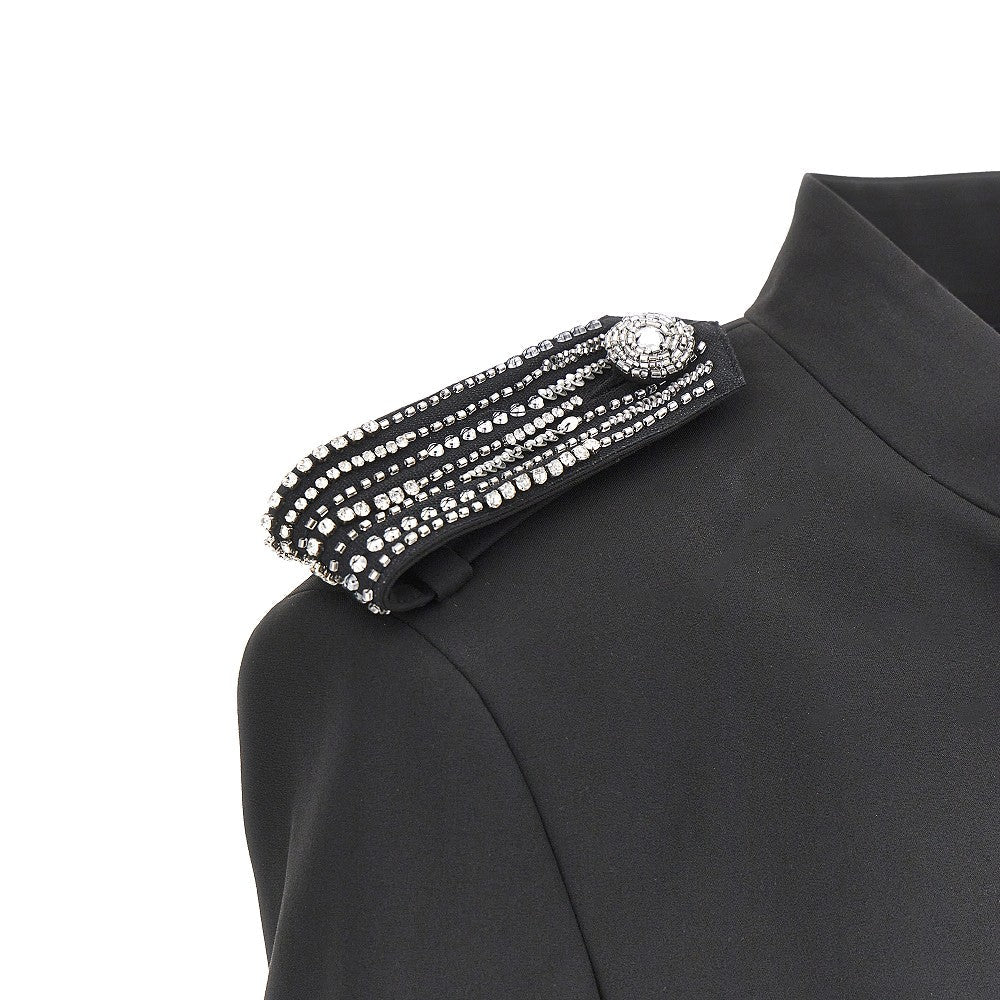 jewelled epaulettes stretch fabric jacket