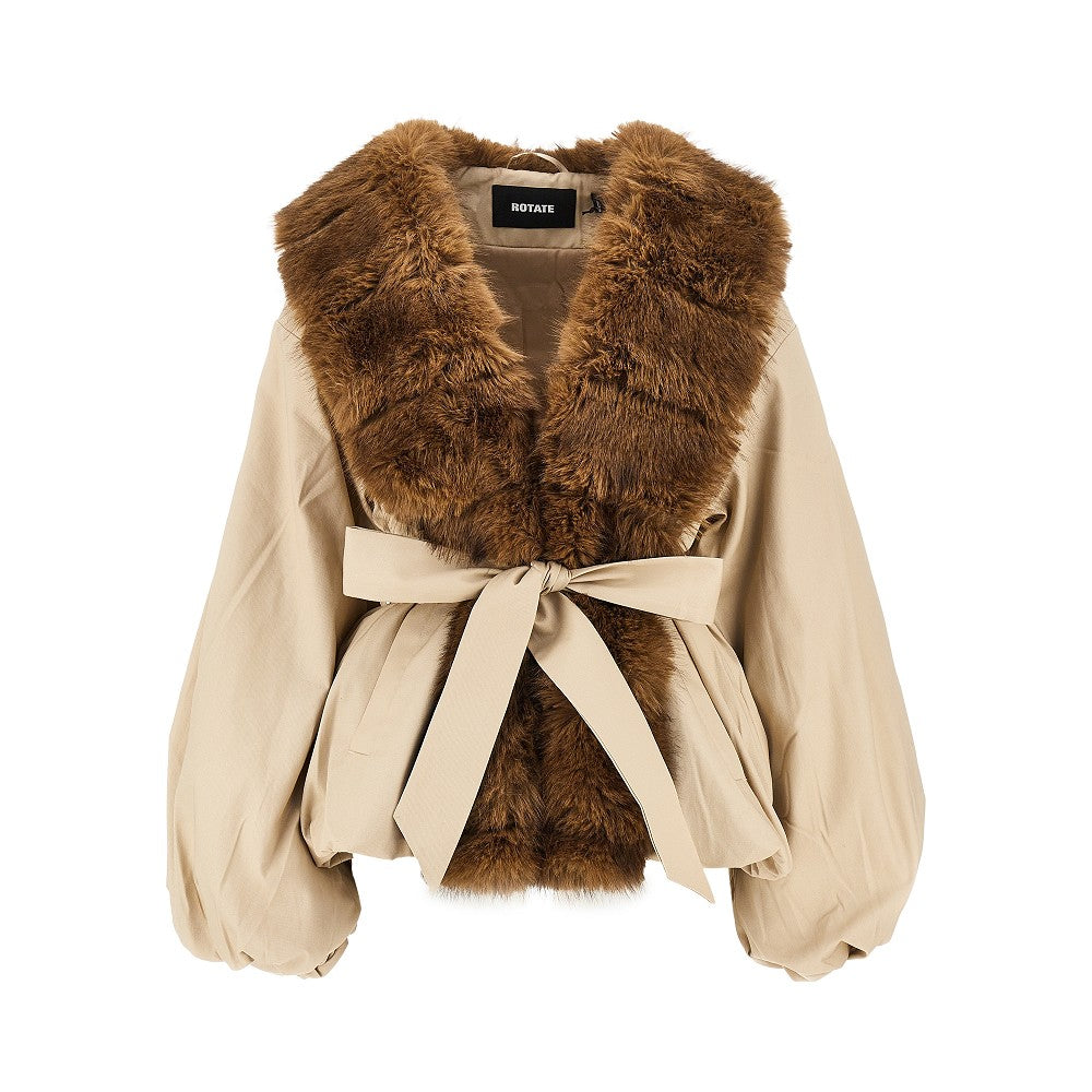 ROTATE 34 faux fur collar twill jacket