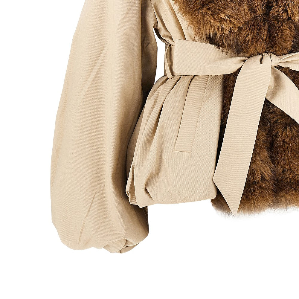 ROTATE 34 faux fur collar twill jacket