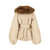 faux fur collar twill jacket