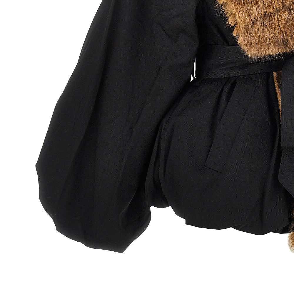 ROTATE 34 faux fur collar twill jacket