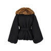 faux fur collar twill jacket