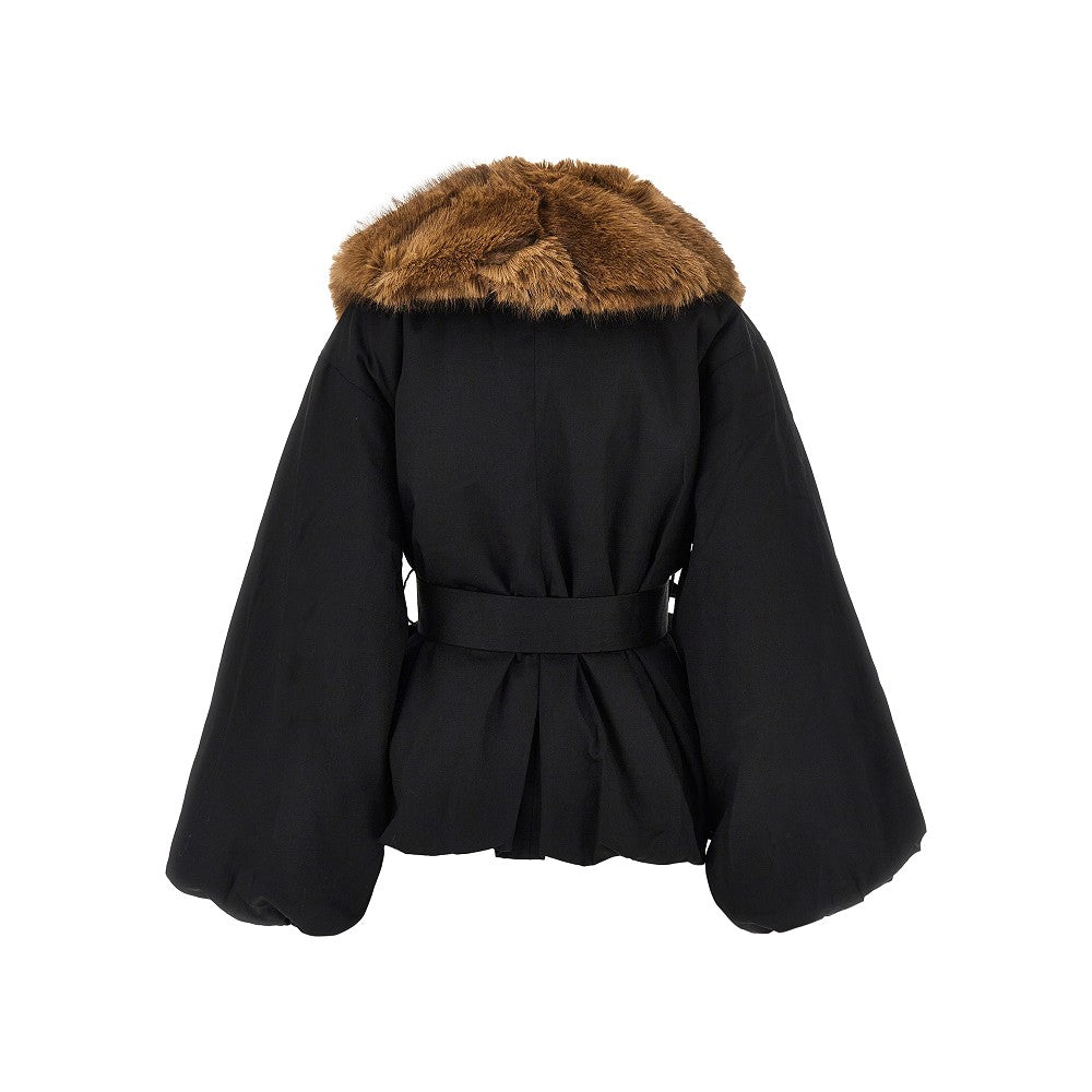 faux fur collar twill jacket