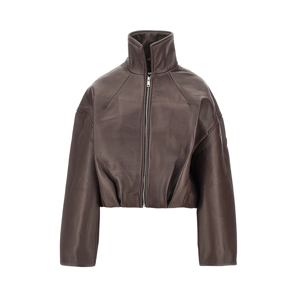 leather boxy jacket