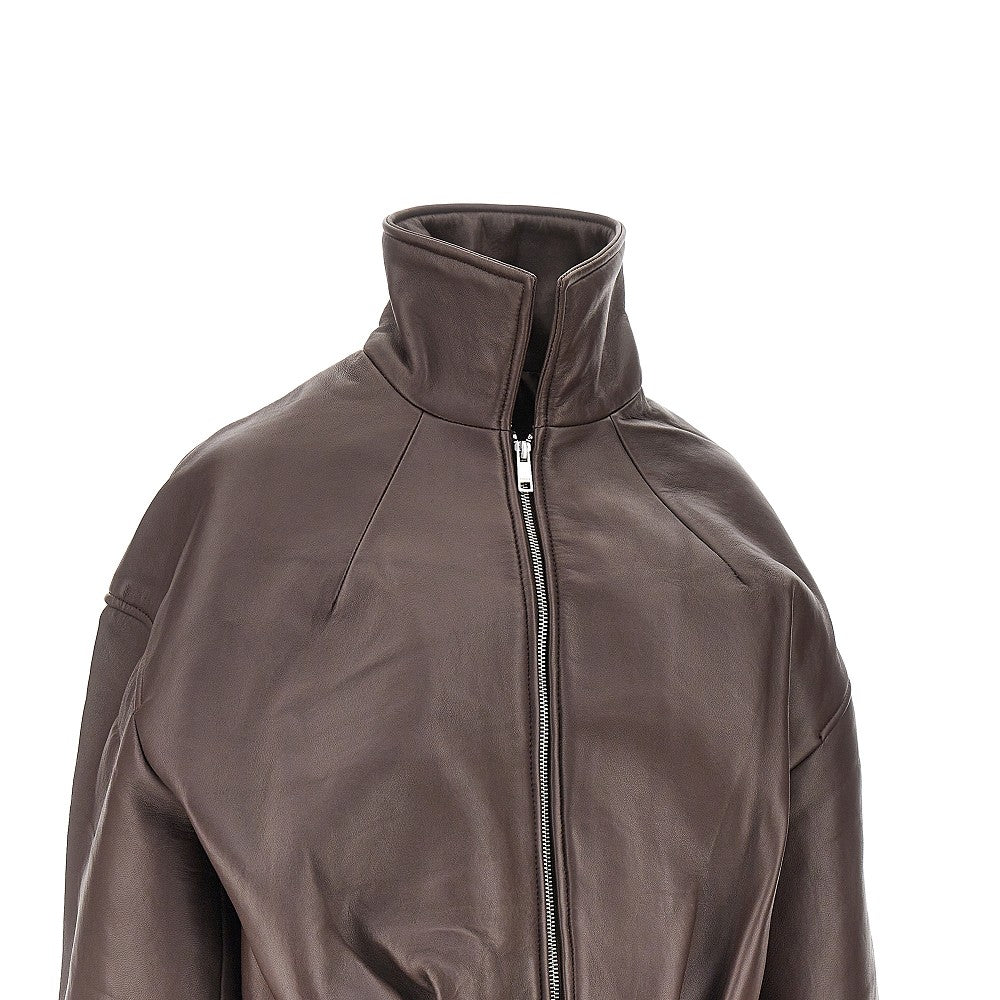 leather boxy jacket