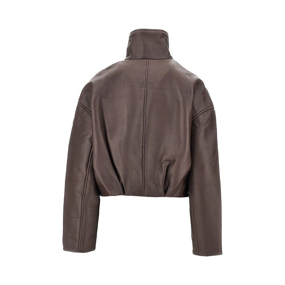 leather boxy jacket