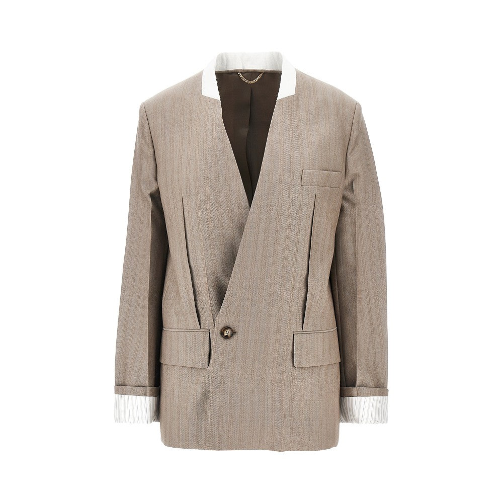 VICTORIA BECKHAM 8 collarless wool jacket