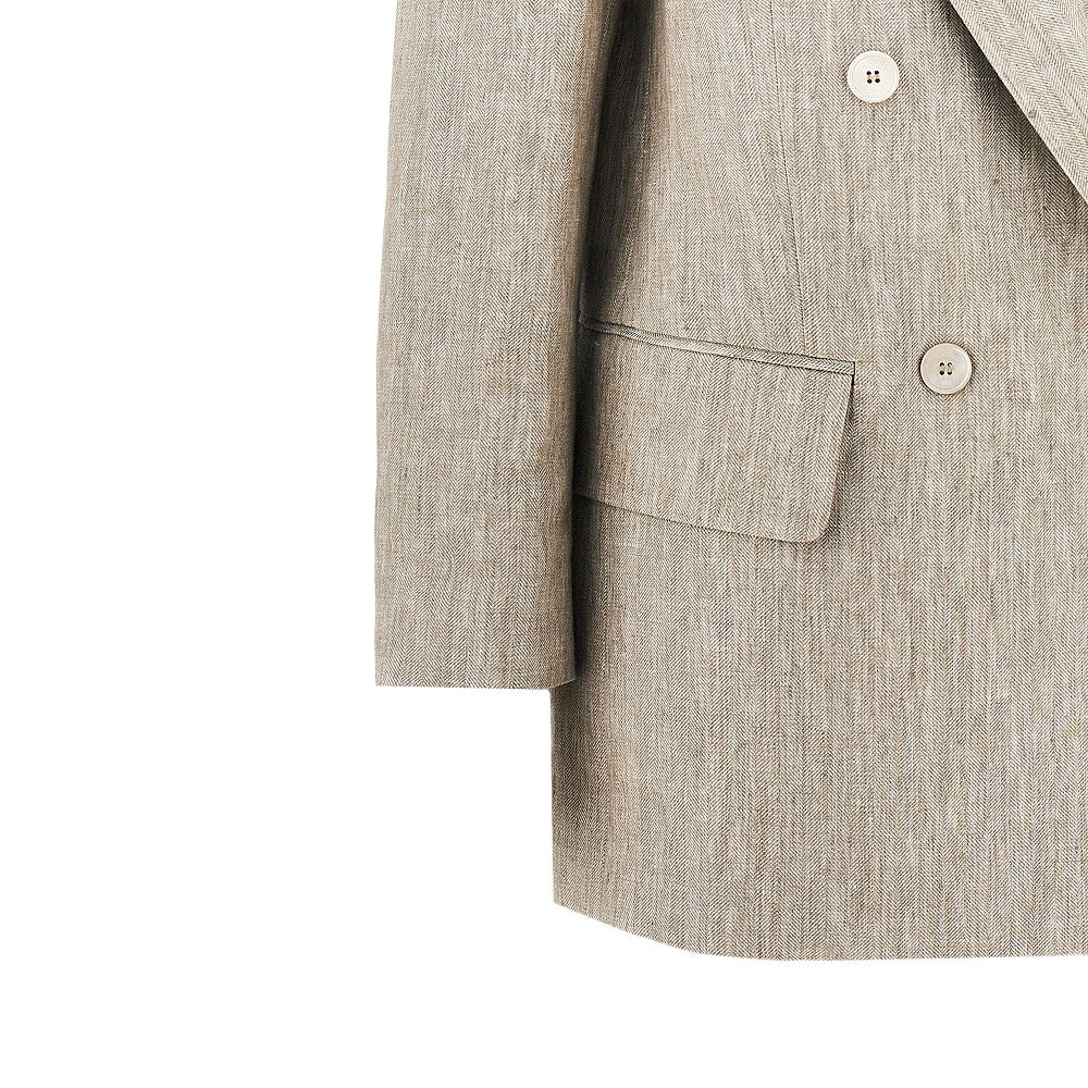 MAX MARA 44 chevron linen double-breasted jacket