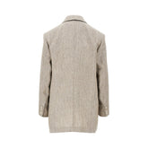 MAX MARA 42 chevron linen double-breasted jacket