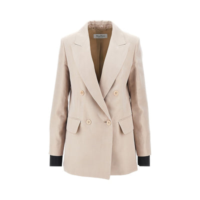 linen and organdy double-breasted jacket