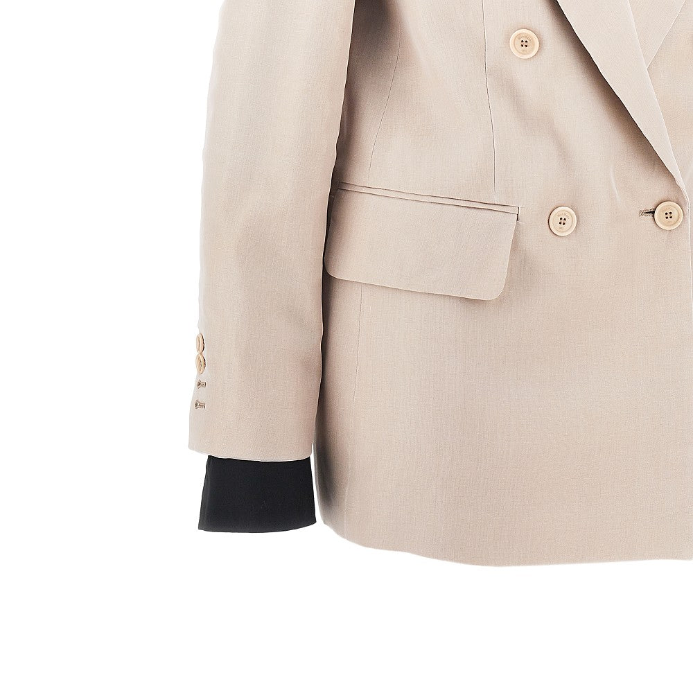 linen and organdy double-breasted jacket