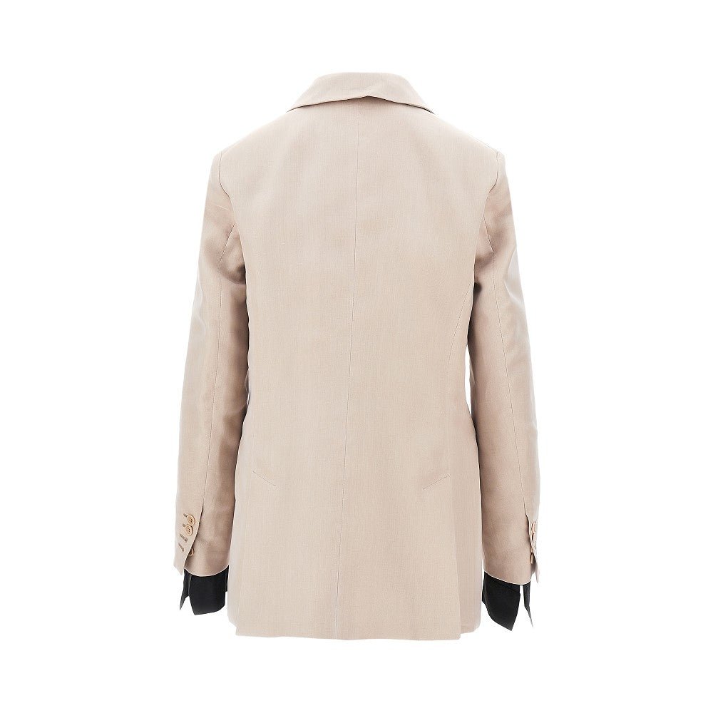 linen and organdy double-breasted jacket