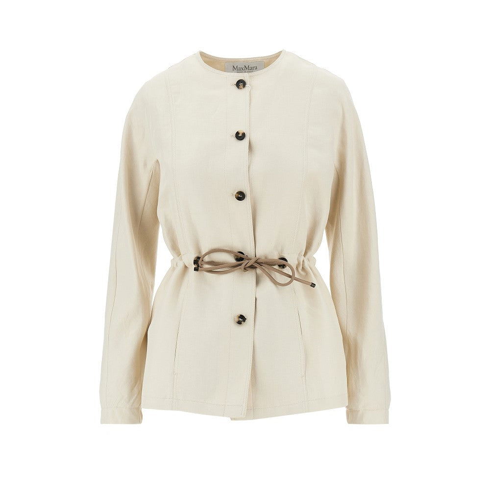 linen and silk jacket with drawstring
