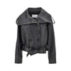 leather double-breasted jacket