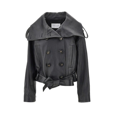 leather double-breasted jacket