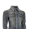 waxed denim jacket with puff sleeves