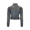 waxed denim jacket with puff sleeves