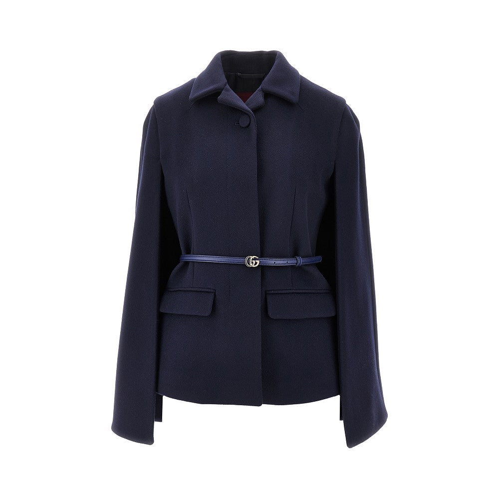 GUCCI 40 wool cloth jacket with cape effect