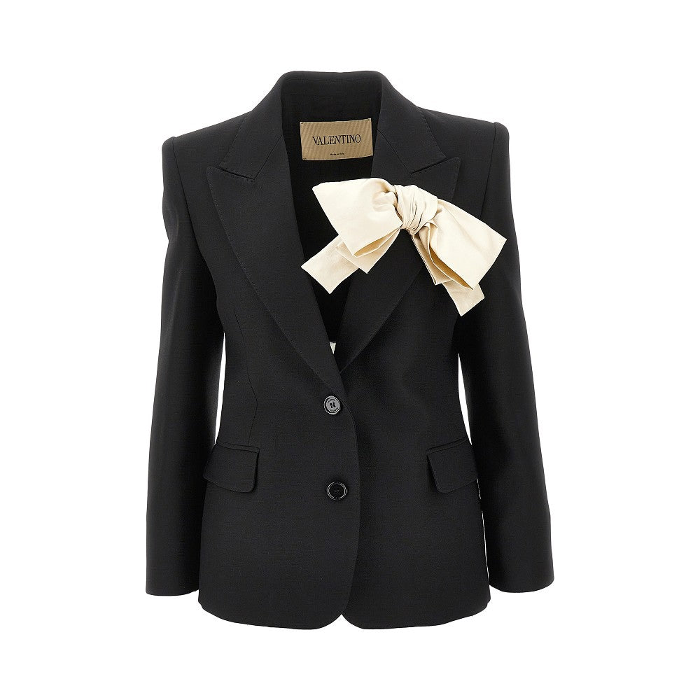 VALENTINO 42 crepe couture jacket with satin bow