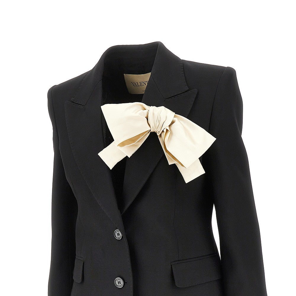 VALENTINO 42 crepe couture jacket with satin bow