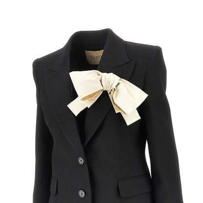 VALENTINO 42 crepe couture jacket with satin bow