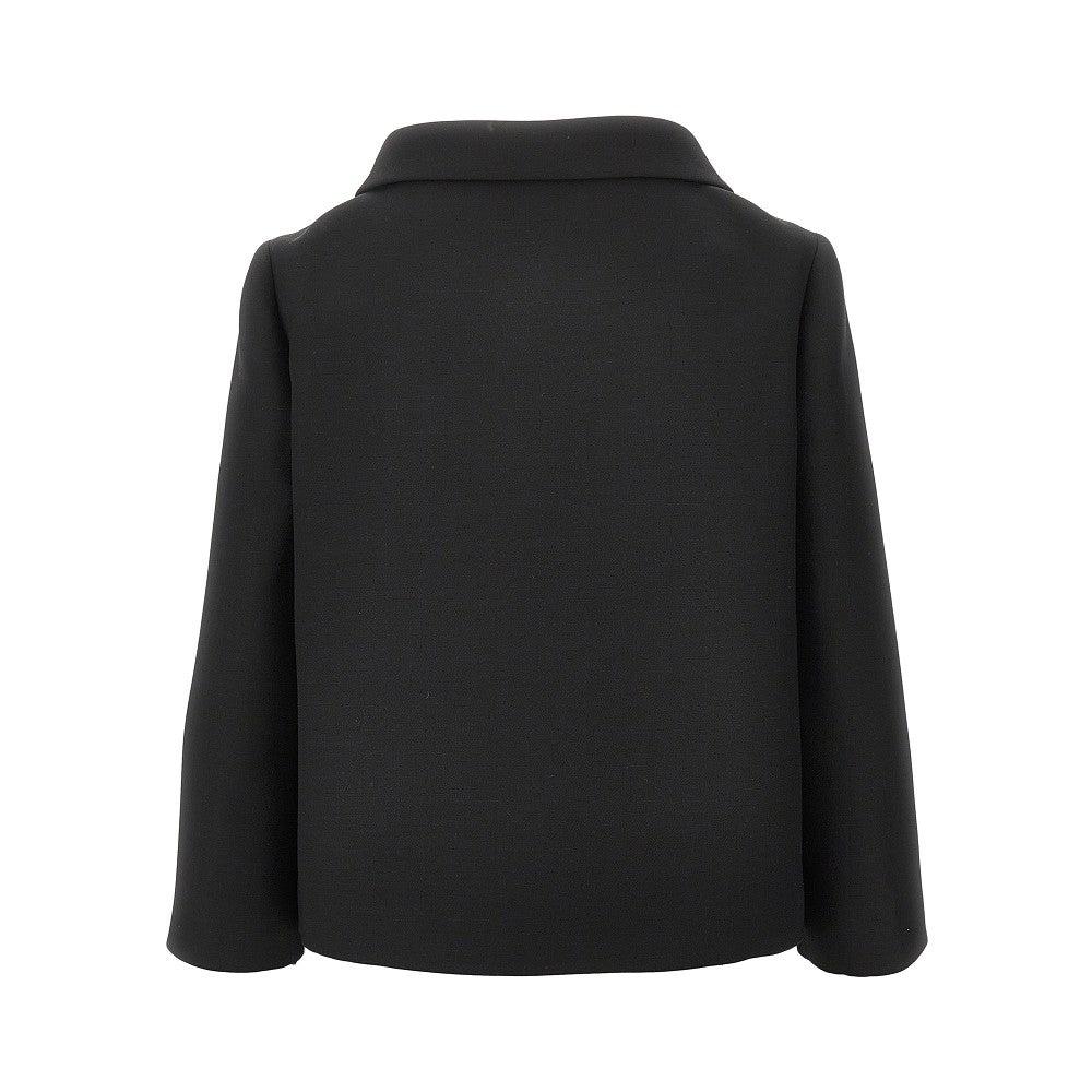 VALENTINO 40 crepe couture jacket with v gold details