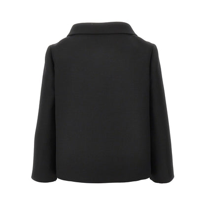 VALENTINO 40 crepe couture jacket with v gold details