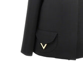 VALENTINO 40 crepe couture jacket with v gold details