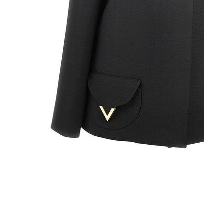 VALENTINO 40 crepe couture jacket with v gold details