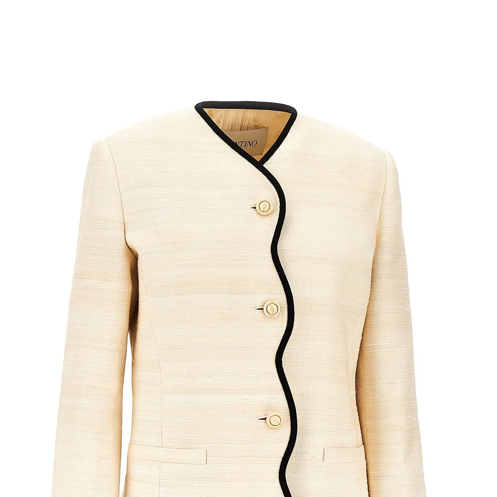 VALENTINO 42 silk linen canvas jacket