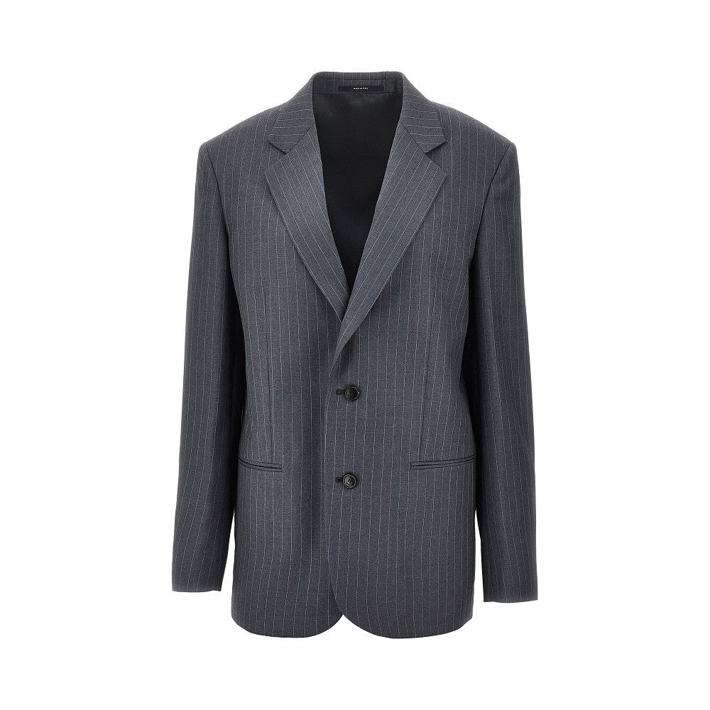 pinstriped wool oversized jacket
