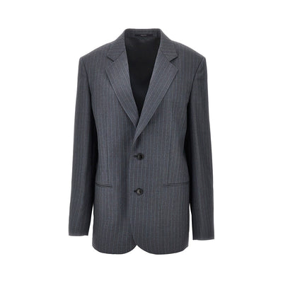 pinstriped wool oversized jacket
