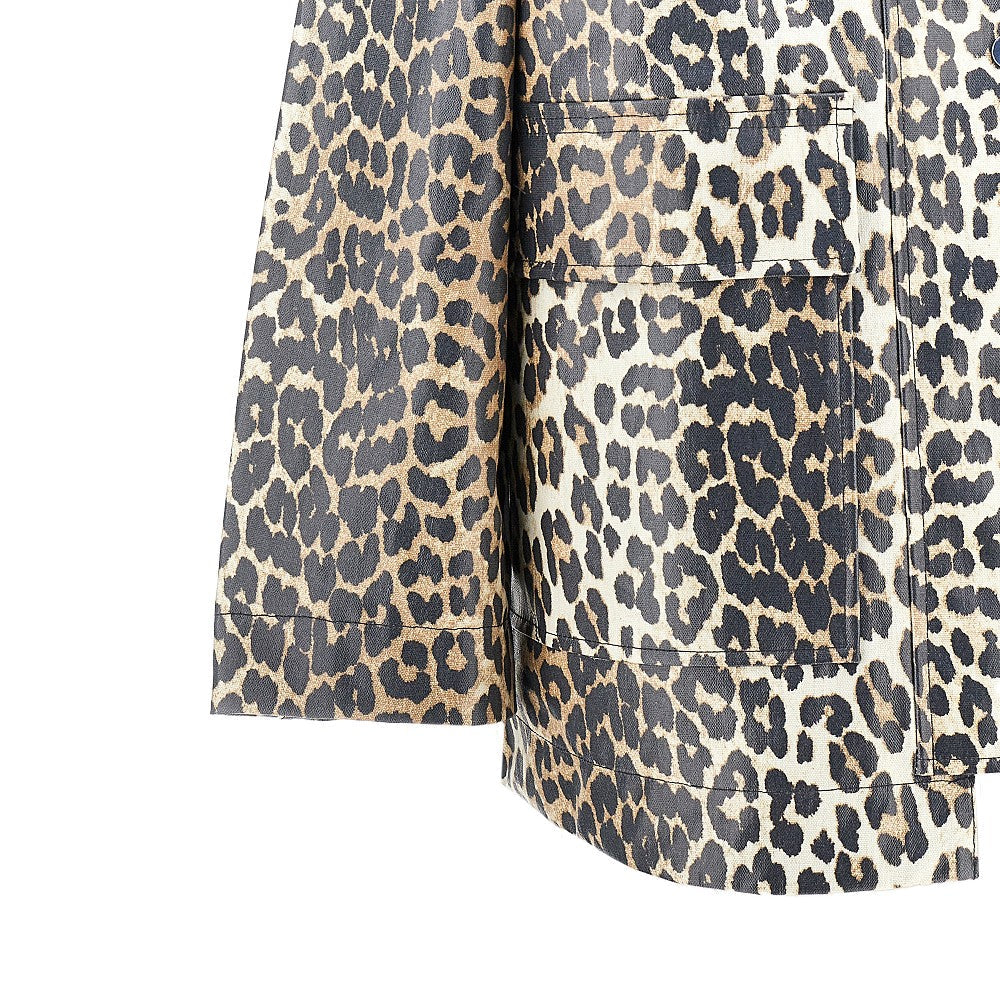 GANNI XXSXS coated fabric jacket with leopard-print