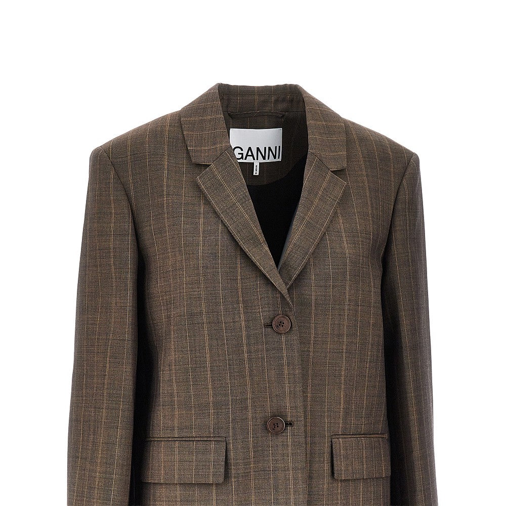GANNI 36 wool jacket with pinstriped motif