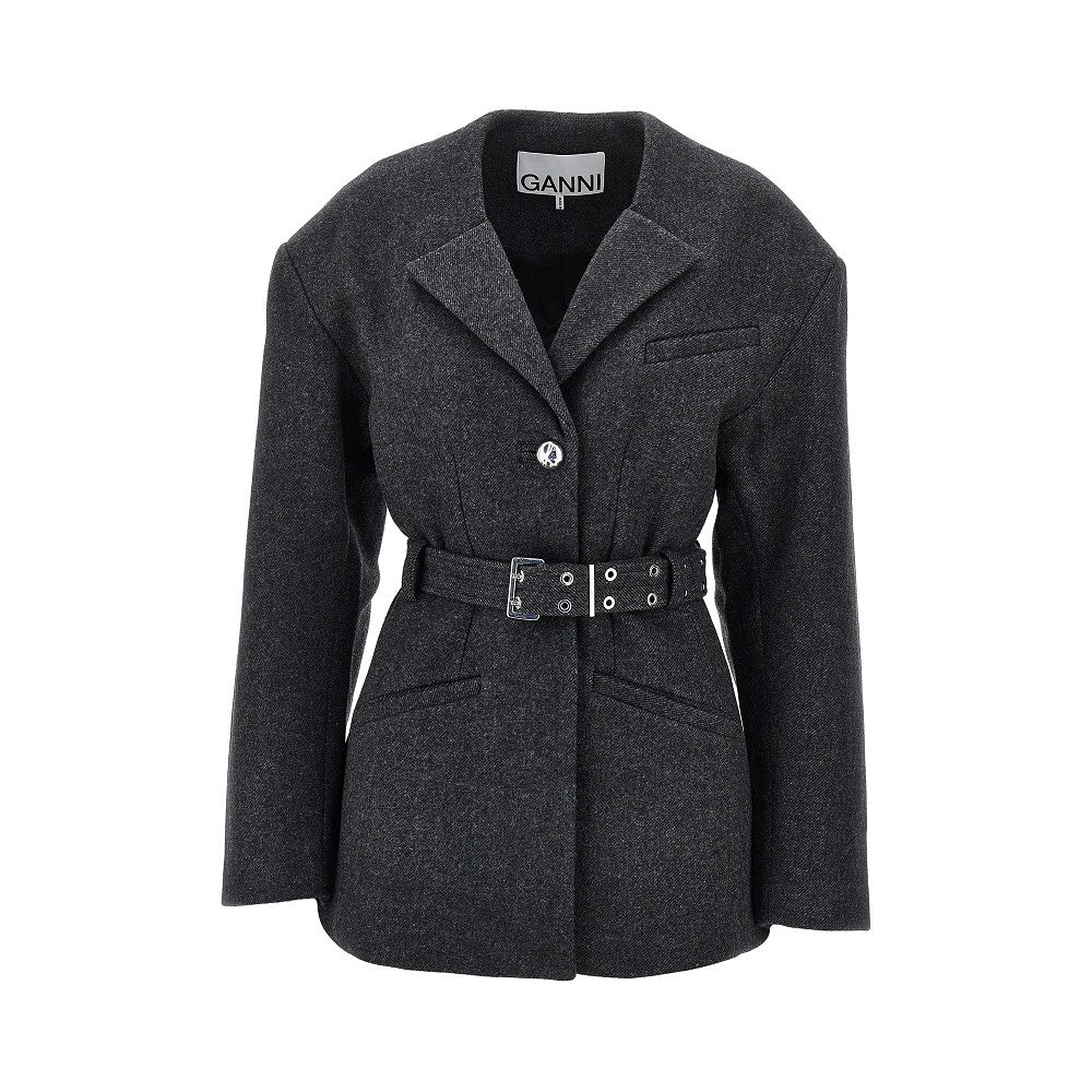 GANNI 36 wool-blend jacket with belt